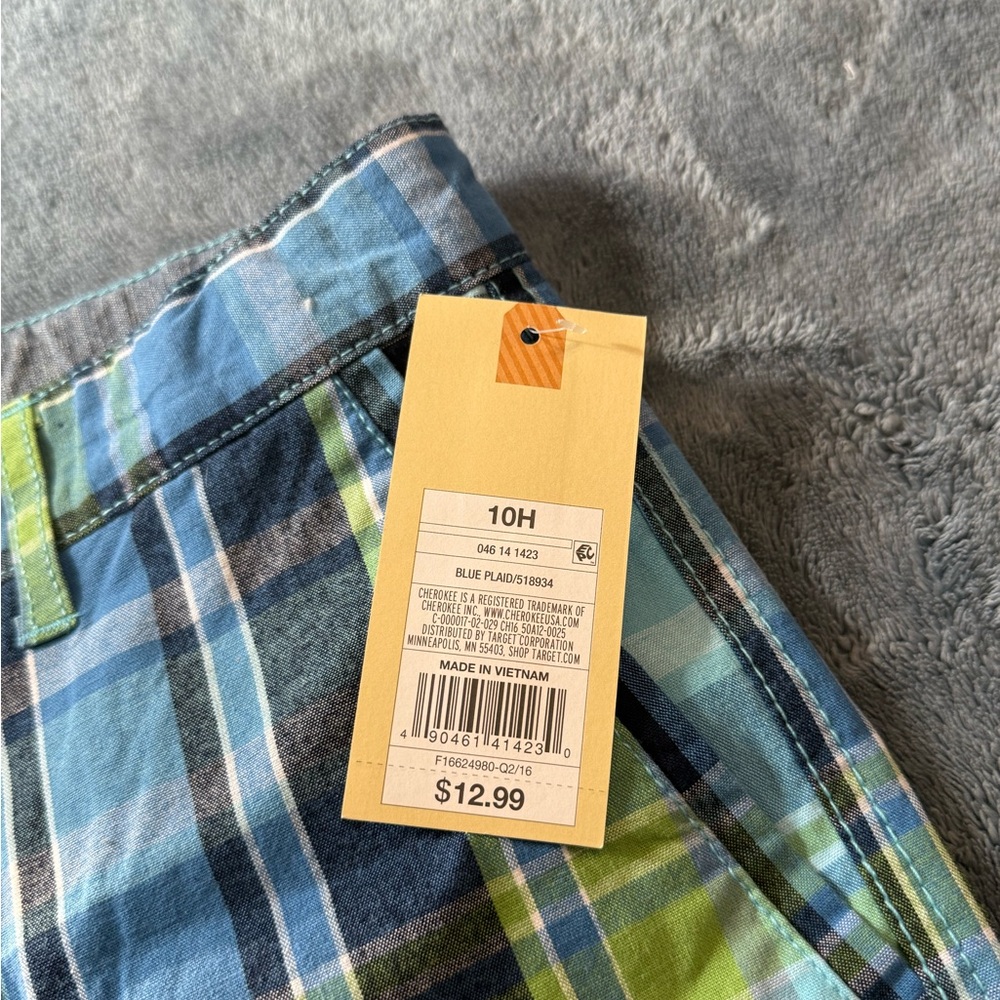Cherokee Blue and White Plaid Shorts